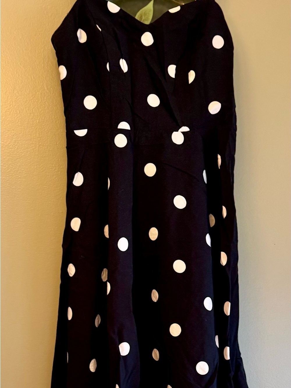 Old Navy Black Midi Dress with White Polka Dots